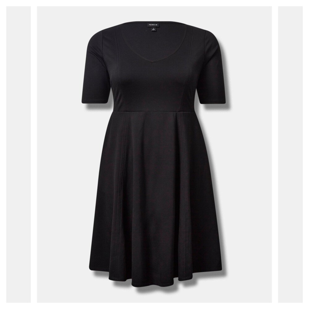 Torrid Mini Ponte V-Neck Skater Dress